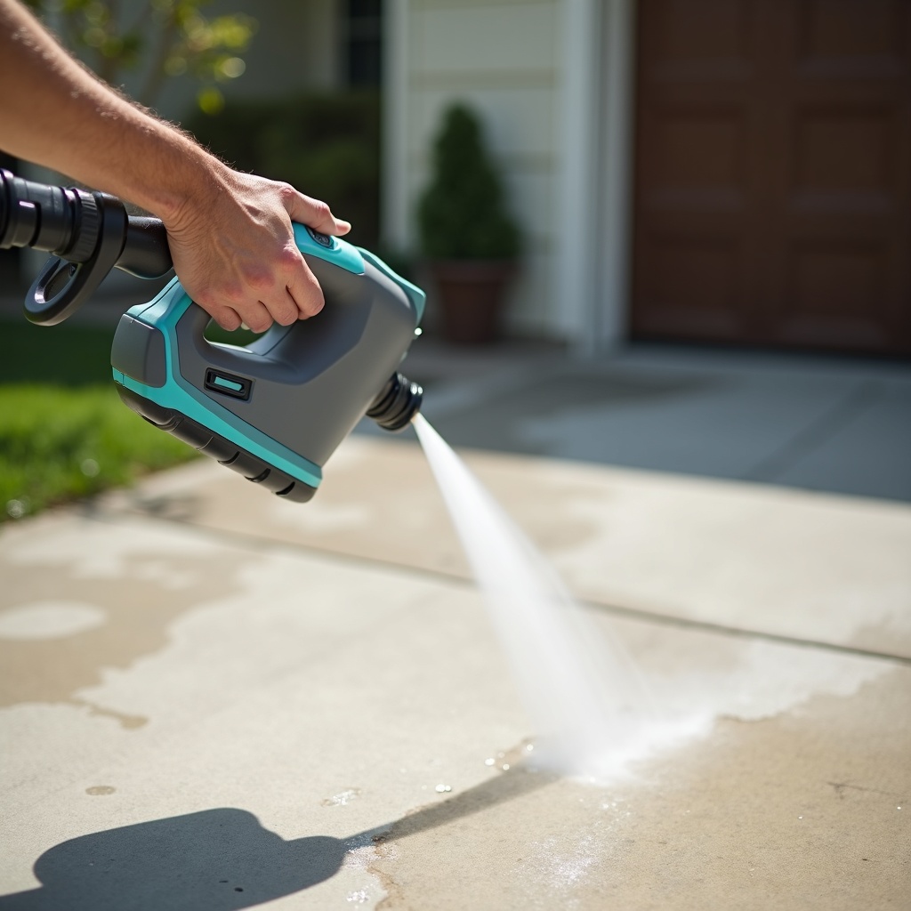HydroBlast HB-1 cleaning a driveway